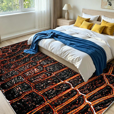 Black Machine Washable,Dark Alligator Leather Can Use As Indoor Area Rug