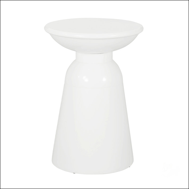 Stylish Outdoor Metal End Table With Pedestal Base, Perfect For Modern Spaces And Durability, White