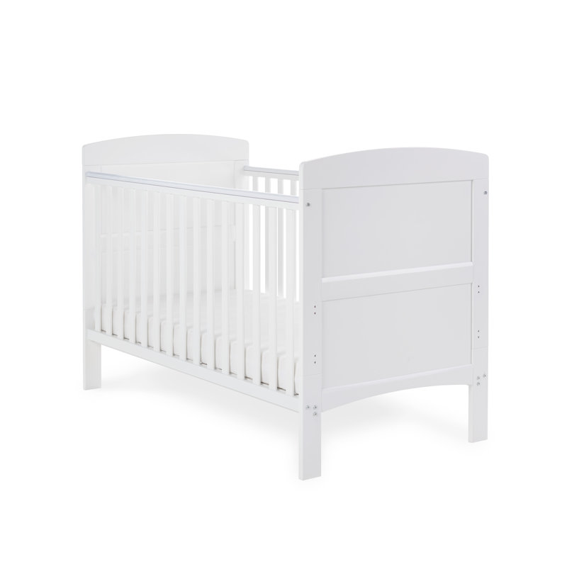 Grace Cot Bed with Fibre Mattress, White