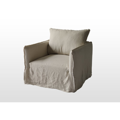 Vandenberg Linen Swivel Slipcovered Armchair