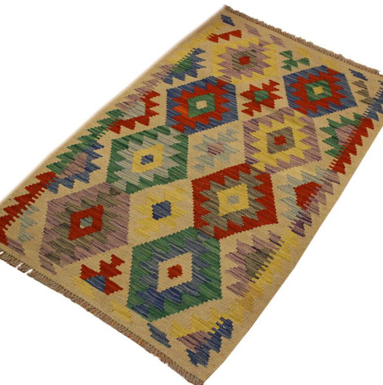Tapis de laine verte tissé à la main one-of-kind Sinclair