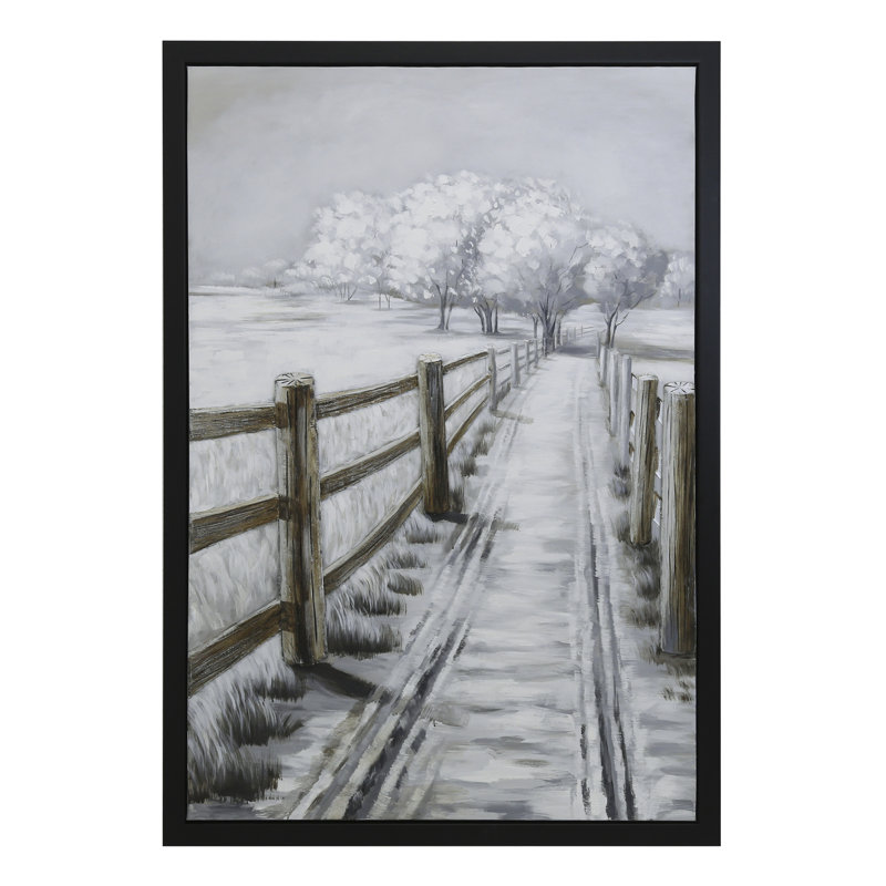 Tranquil Country Road Landscape Canvas Print with Black Frame