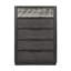 Commode haute Zoko, 5 tiroirs, détails en métal texturé, gris cendré
