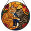Panneau de vitrail 12 "H Cats Roses-456944189