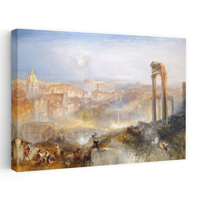 Modern Rome, Campo Vaccino Classic Modern Vintage City Architecture Wall Art Print by J.M.W. Turner - 1 Piece Wrapped Canvas Wall Art