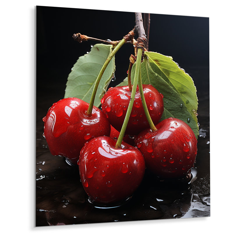 Fruits, cerise délicieuse II - fruits, art mural en métal, H 32 po x l 16 po x P 1 po