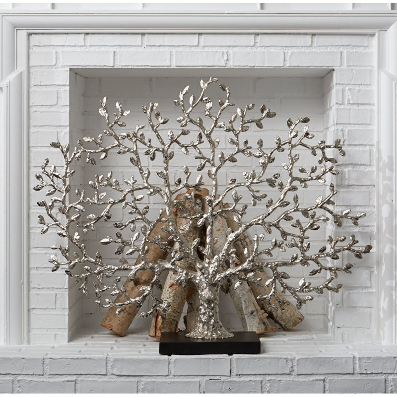 Tree of Life Decorative Fireplace Screen, Silver