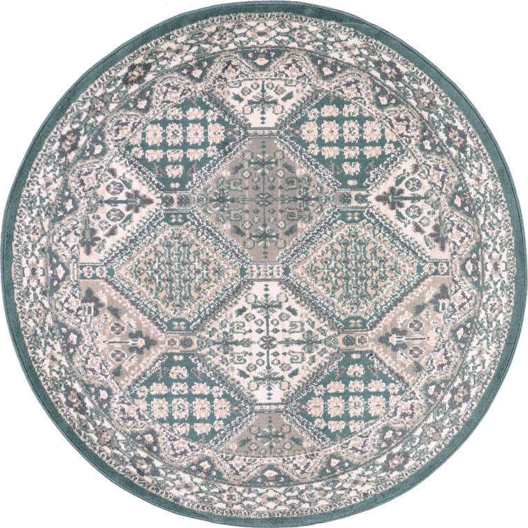 Shawna Tiled Southwestern Performance Blue Area Rug