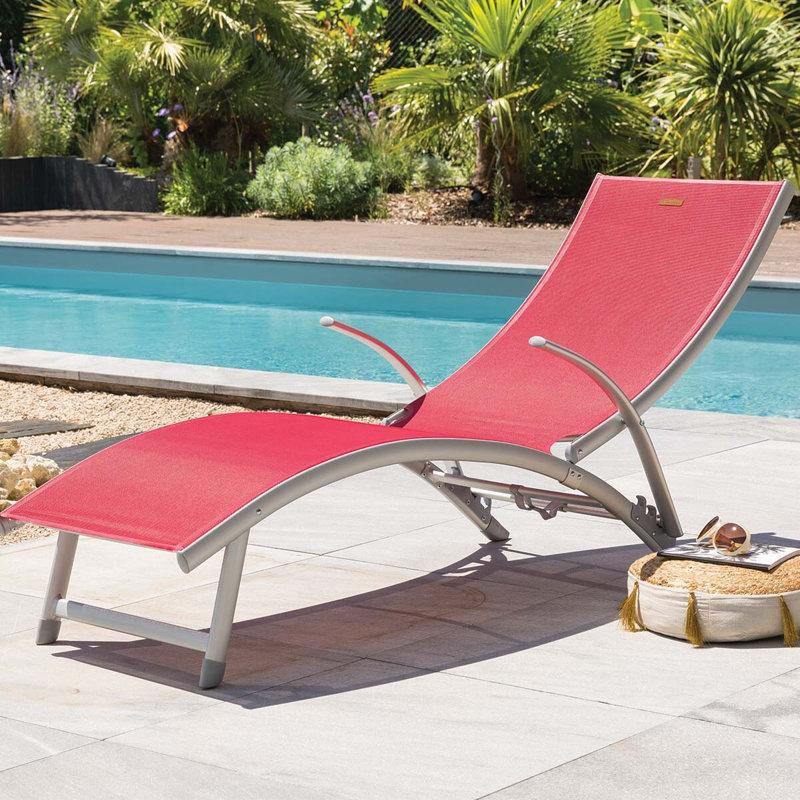 Ahnjayla 174.5cm Long Reclining Single Sun Lounger, Pomegranate