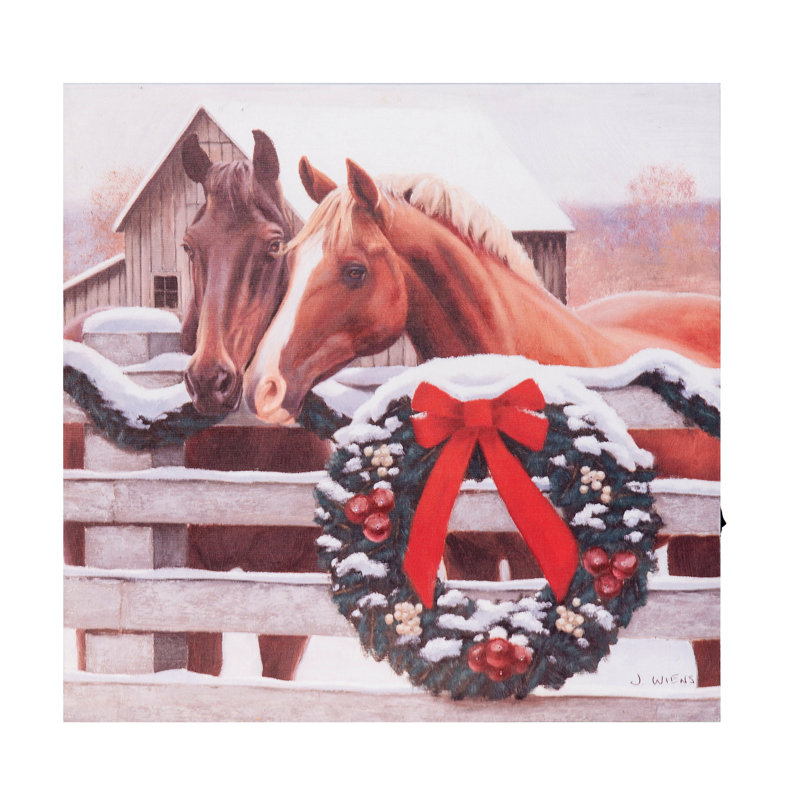 «Christmas Horse Farm», impression sur toile non encadrée