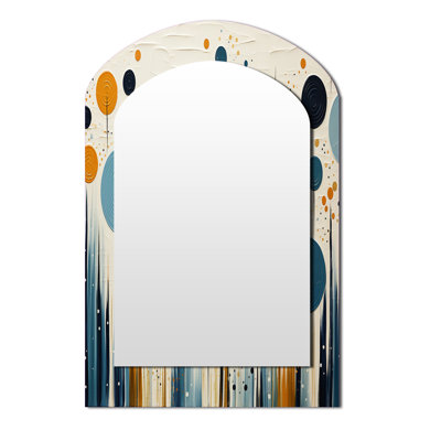 Coloré Mid Century Minimalist Oasis II - miroir mural minimaliste arche, miroir asymétrique moderne, impression d'art en métal