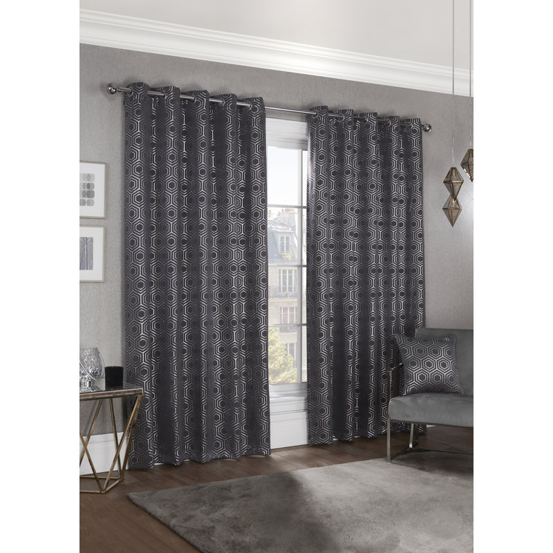 Hartford Room Darkening Sliding Panel Pair, Width 116 x Drop 183cm, Charcoal