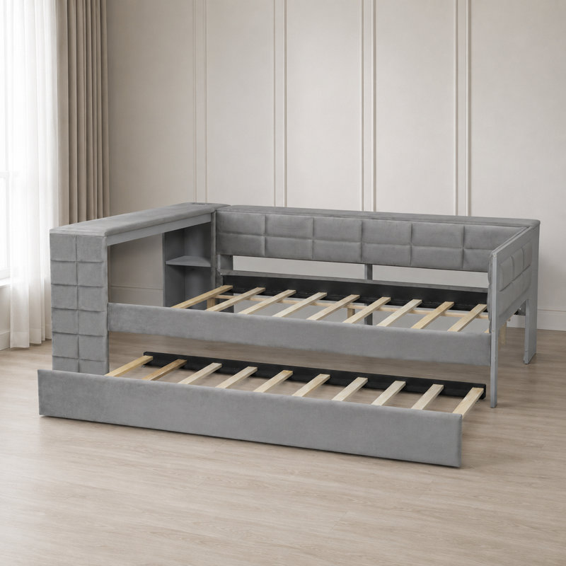 Lit plateforme tapissier, bureau de rangement avec couchette de chargement