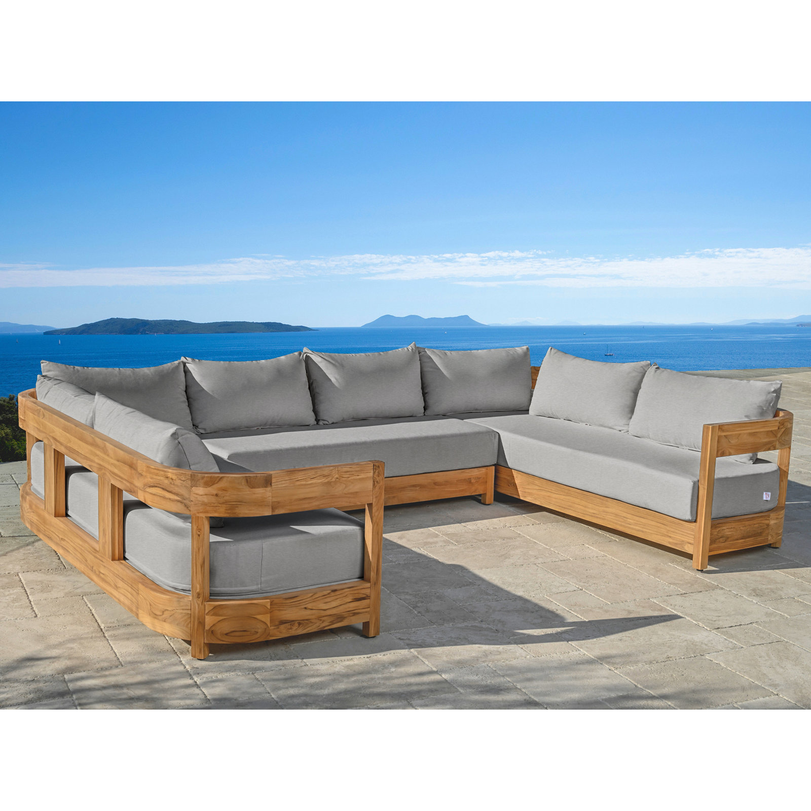 Everlee U-Shaped Teak Sectional with Sunbrella Cushions
