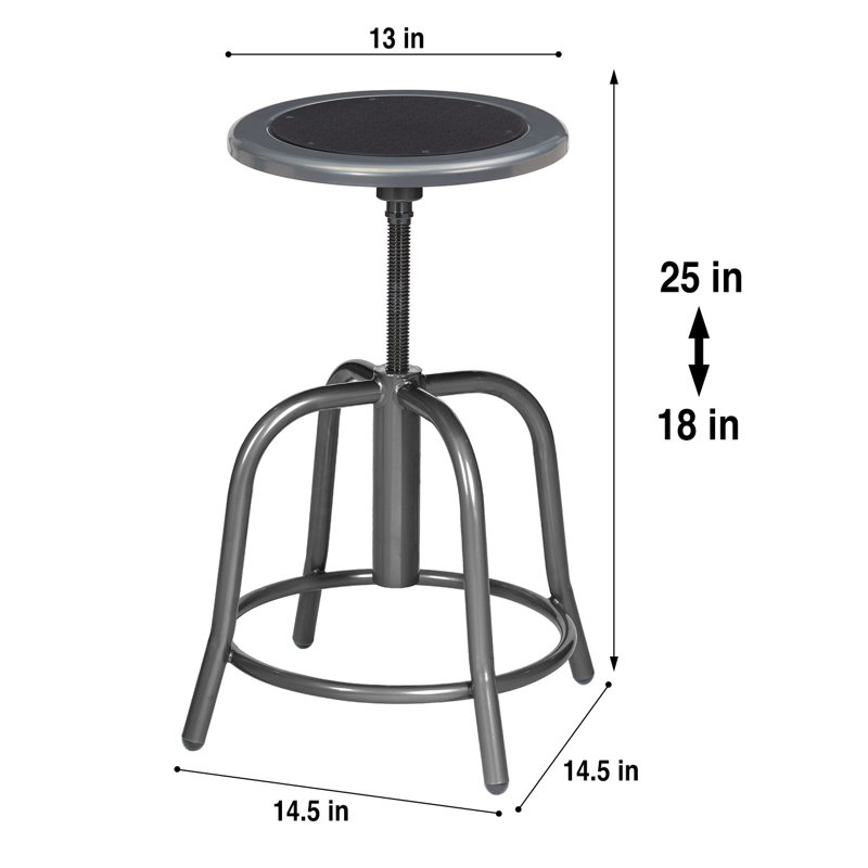 Tabouret pivotant Vince avec siège en acier, noir, Gris, Noir