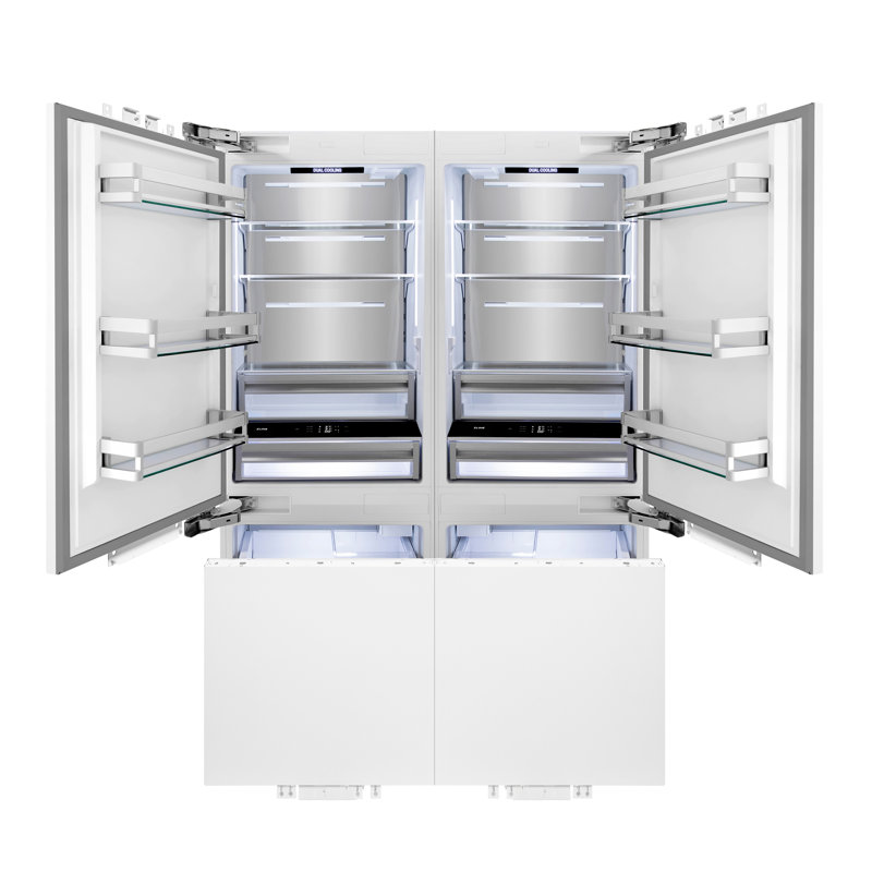 ZLINE 60 in. Panel Ready Built-In Refrigerator with Water Dispensers and Ice Makers, Silver