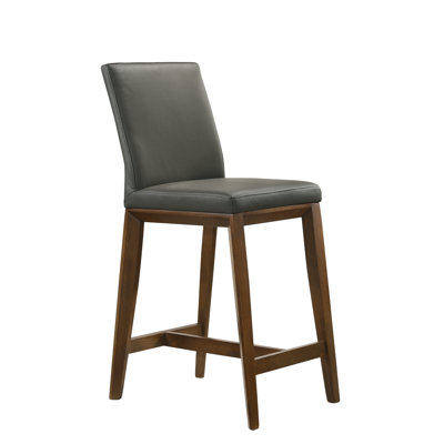 Upholstered Counter Stool with Solid Wood Frame