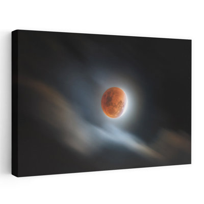 Blood Moon Dramatic Ethereal Abstract Landscape Nature Wall Art Print 1 Piece Wrapped Canvas Wall Art