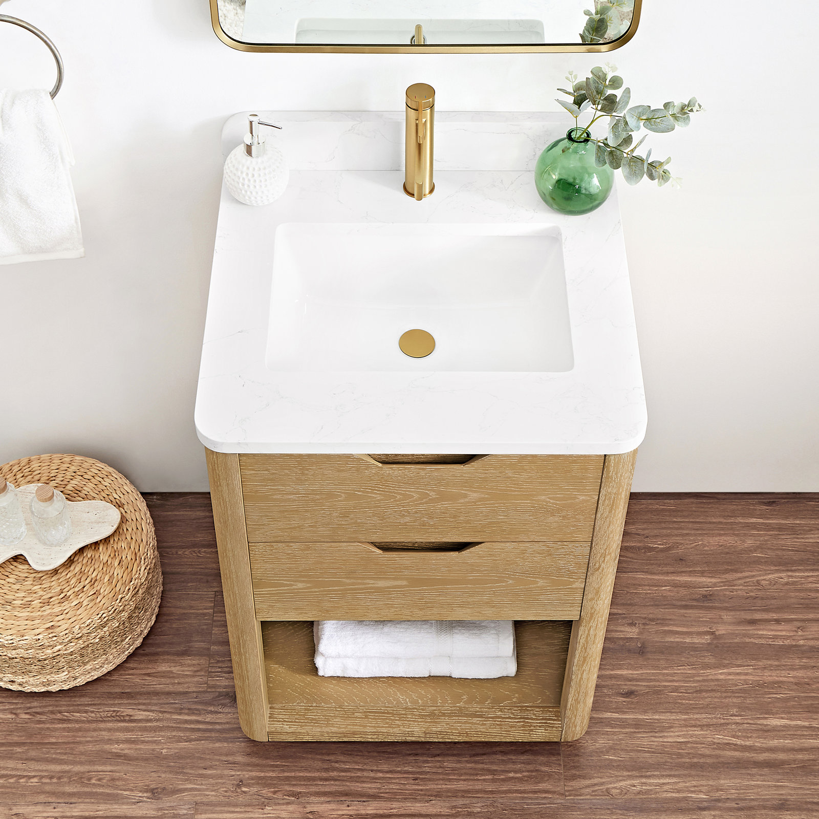 Kaiser 24" Pine Single Bathroom Vanity, Washed Ash Gray