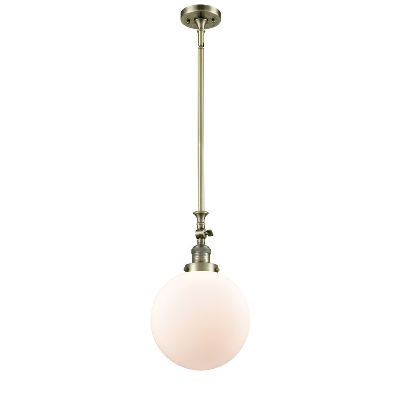 Luminaire suspendu sphère 1 lumière Hitterdal, Laiton antique, Boîtier blanc mat, Ampoule non incluse