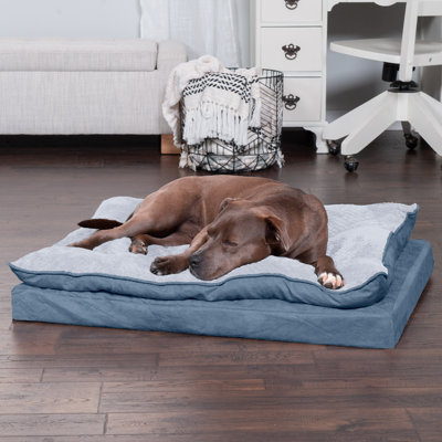 Minky Faux Fur & Suede Orthopedic Dog Bed with Pillow-Top Removable Cover