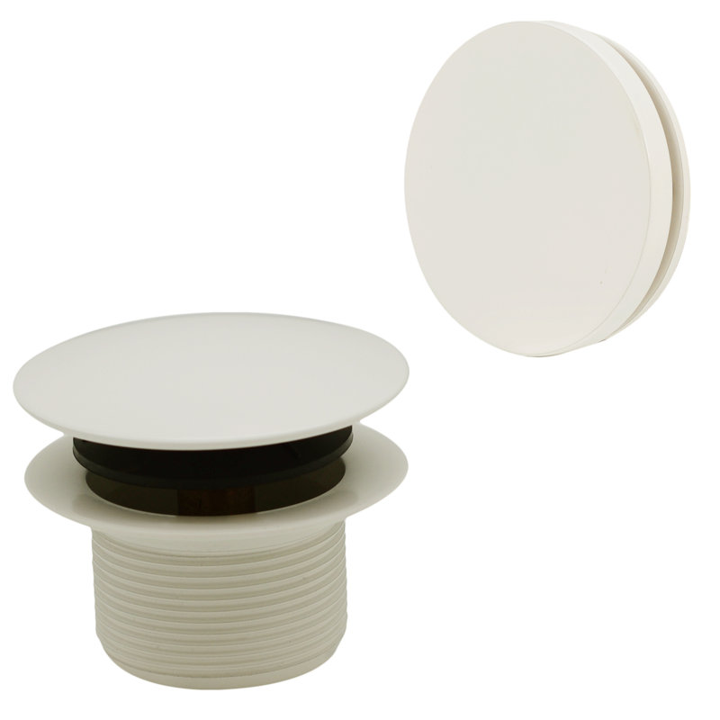 1.5" Coarse Thread Tip-Toe Bathtub Drain with Overflow Plate, Powder Coat Biscuit