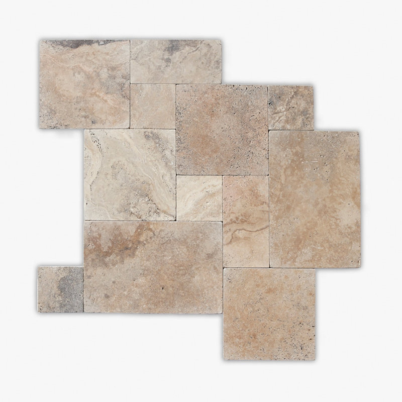 Scabos Tumbled 8 Inch Versailles Travertine Tile, Beige