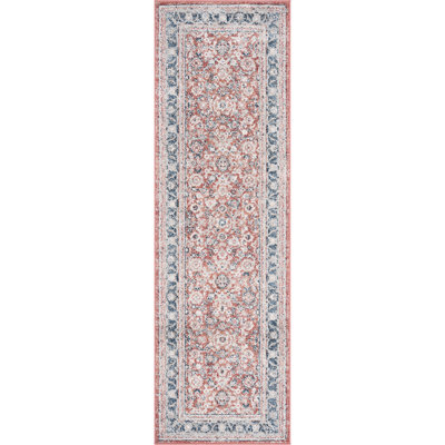 Saxton Oriental Indoor Polypropylene & Polyester Area Rug, Red-Multi-Color
