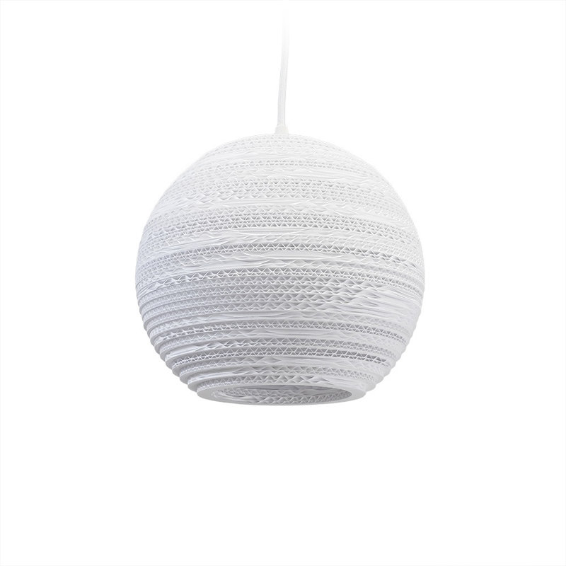 Scraplights Large Globe Recycled Cardboard Pendant Light - Sun, Blonde, 21" H x 24" W x 24" D
