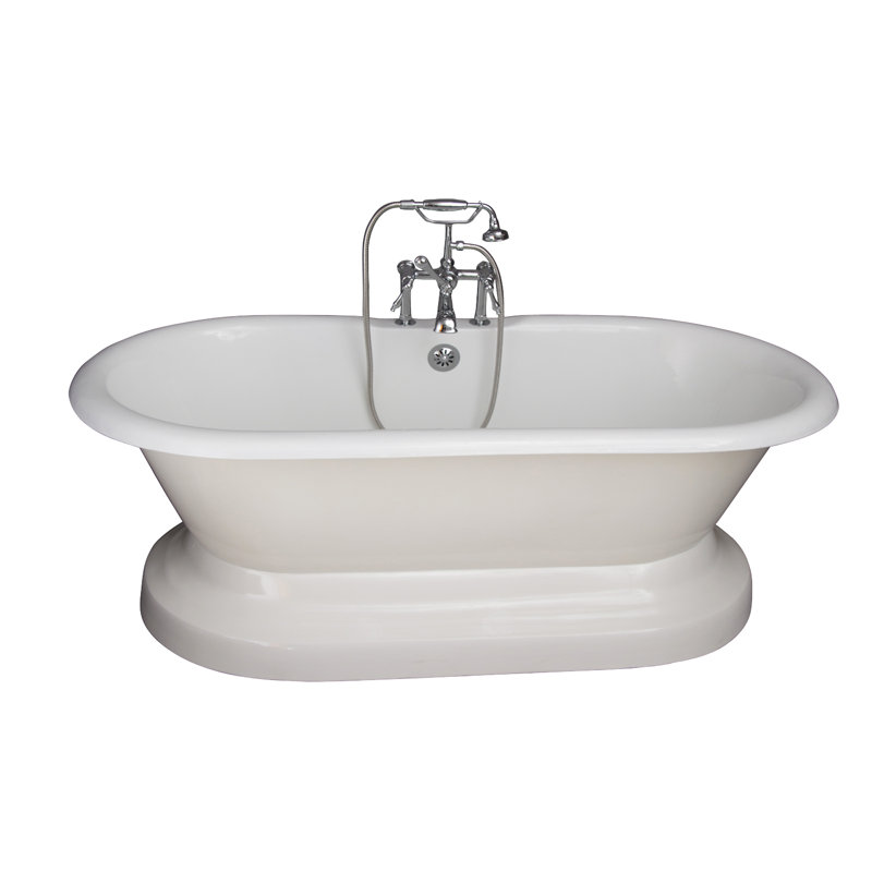 66'' x 32'' Freestanding Soaking Cast Iron Bathtub, Copper