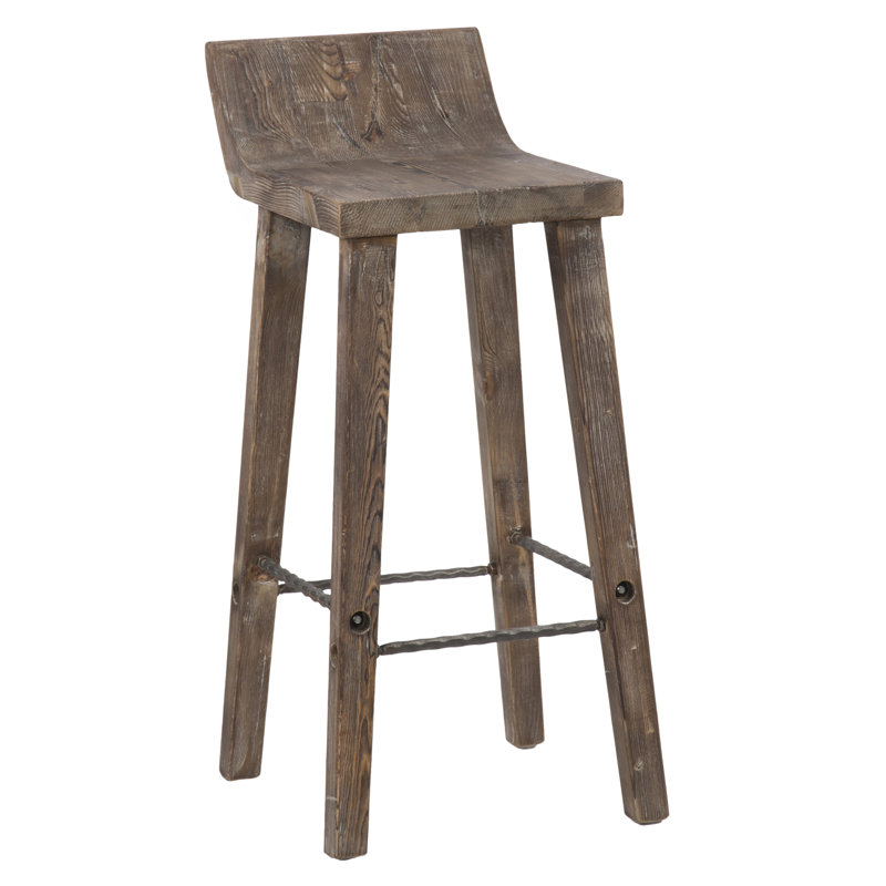 Tabouret en bois massif Carlson, Tabouret de bar (assise de 30 po de hauteur), Brun rustique