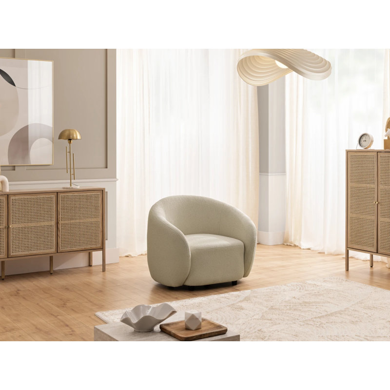 Roundi Upholstered Accent Chair, Beige