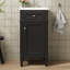 Meuble-lavabo autoportant de 16 pouces avec lavabo en céramique, porte à fermeture douce, tablette réglable et design de style français, noir-2089973251