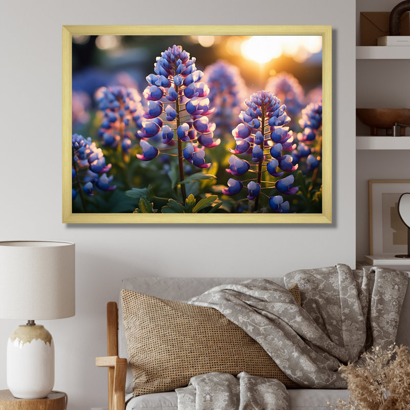 " Blue Bonnets Field Photo II ", Gold Picture Framed, 12" H x 20" W x 1" D