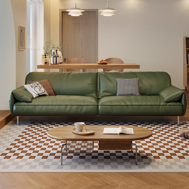 Green Genuine Leather Standard Sofa cushion couch