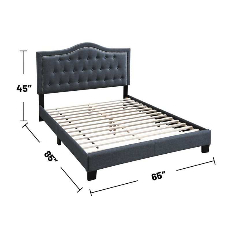 Lit plateforme tapissier Ahuva, Anthracite, Grand