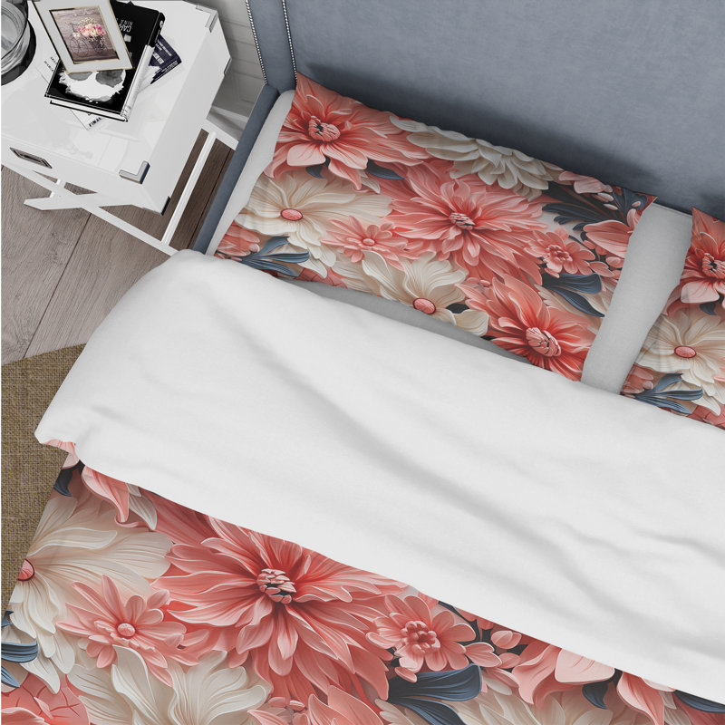 Literie Coral Twilight Iv Tropical, Housse de couette pour très grand lit et 2 très