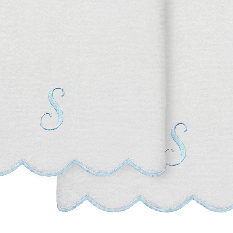  Ensemble de serviettes de bain personnalisables 100% coton turque ADORNIA 2PC, S, Blanc / Bleu