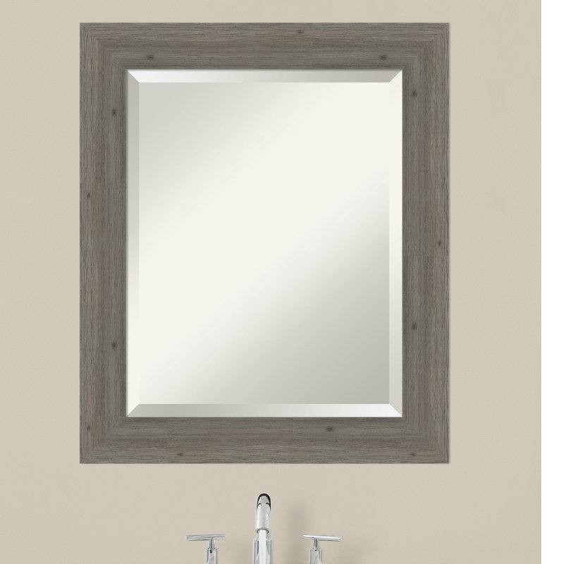 Flat Wall Mirror, 25" H x 21" W, Gray