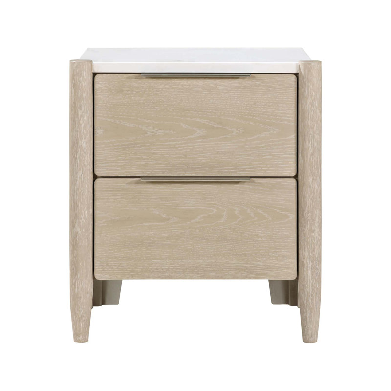 Table de chevet moderne avec ports de charge et plateau en marbre