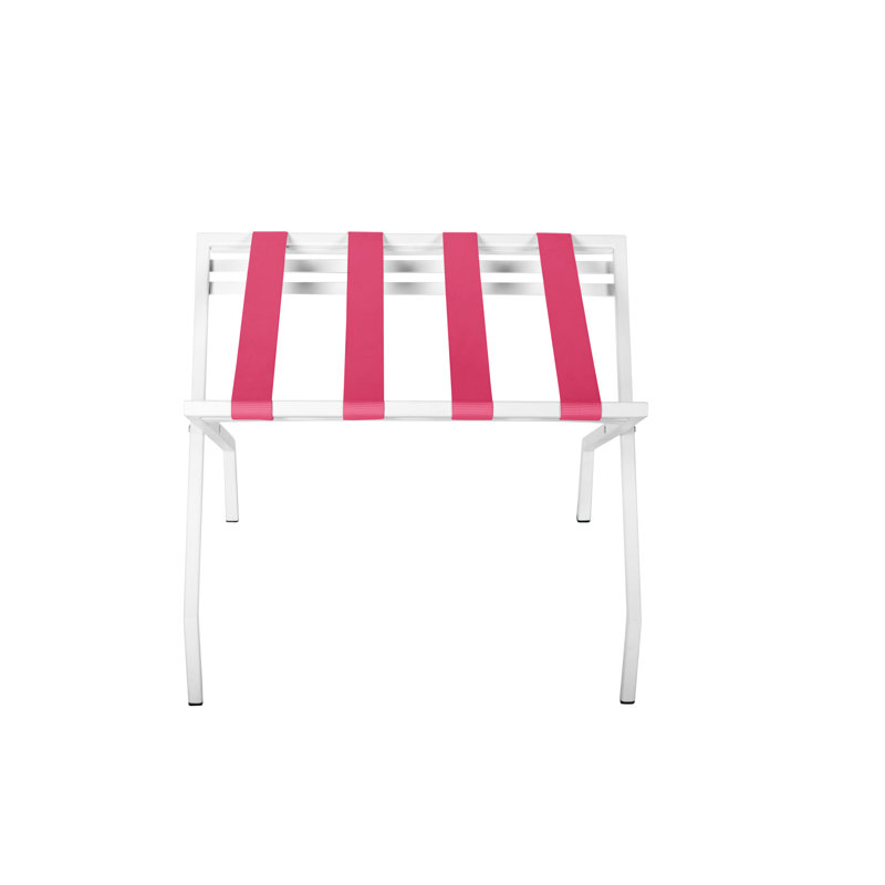 Porte-bagages pliant en métal, Rose, Blanc
