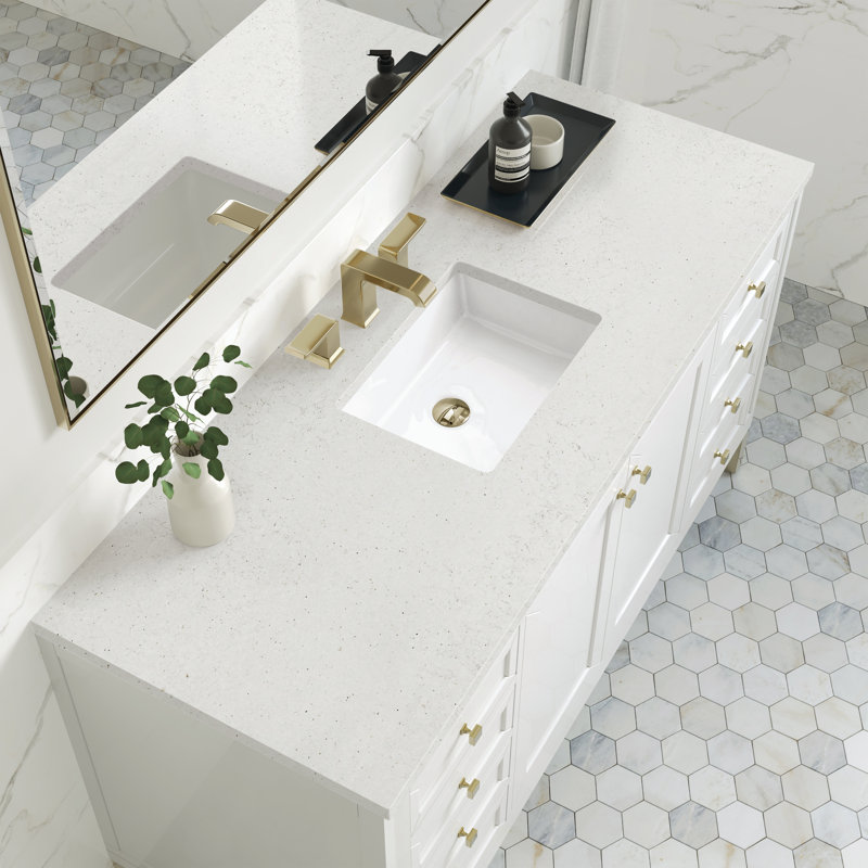 Chicago 60'' W Double Vanity, 8" Widespread, Lime Delight, Glossy White