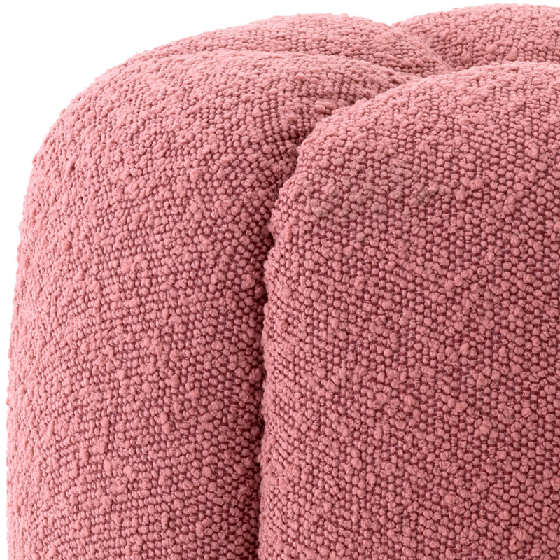 Repose-pieds rembourré Orchanic, Polyester rose bouclé