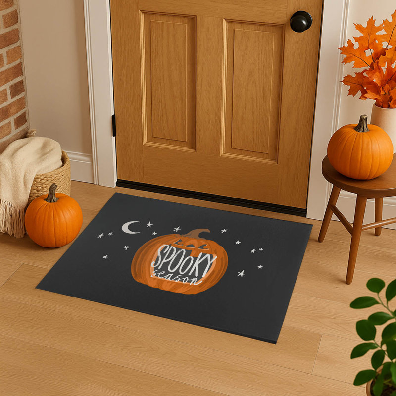 Tapis d'entrée antidérapant Spooky Season, Gris anthracite, L 60 po x L 84 po