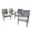 Chaise d'extérieur empilable en rotin PE avec structure en fer et coussins (ensemble de 4), osier gris