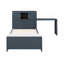 Finition bleu marine Lit plateforme avec bibliothèque et tête de lit avec tiroirs, bureau caché, tabouret, pied de lit, banc de rangement, mobilier de chambre à coucher, 1 pièce-843293271