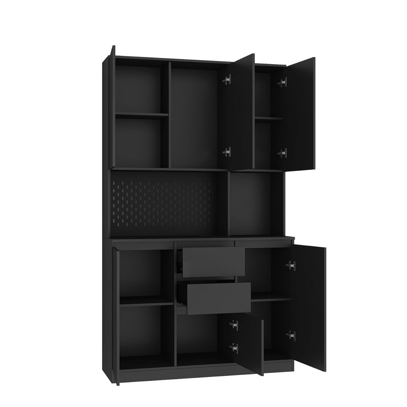 Armoire garde-manger autoportante de 74 po avec 6 portes, 3 tablettes et 2 tiroirs, armoire de cuisine polyvalente, armoire de rangement pour artisanat, rangement pour salle de lavage
