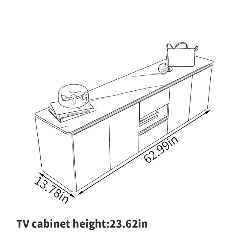 Meuble télé haut de gamme léger et luxueux, 62.99", Vert / blanc / gris