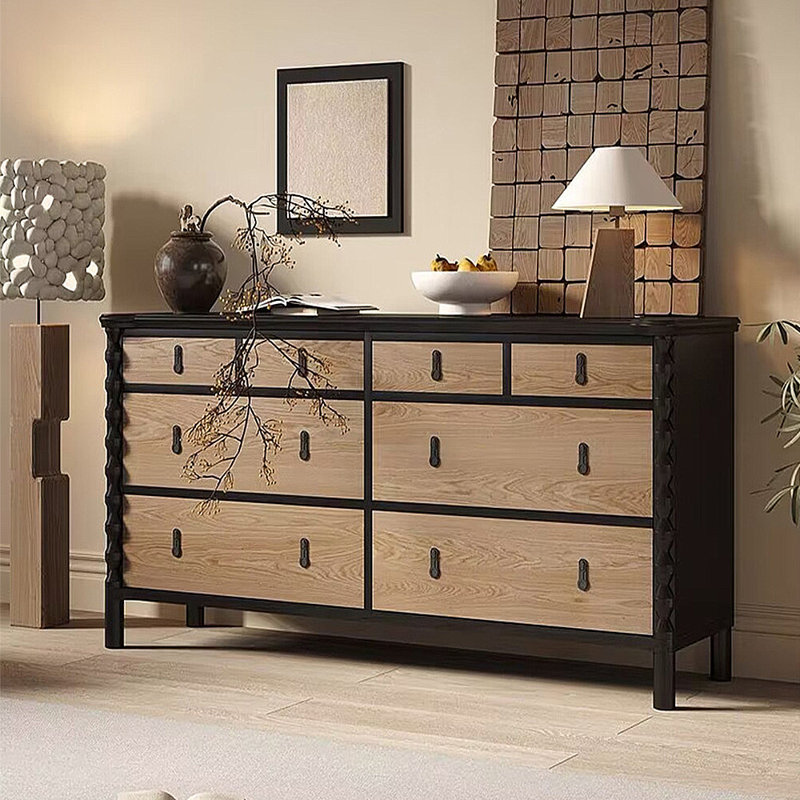 Armoire de rangement American Retro, Noir / Burlywood