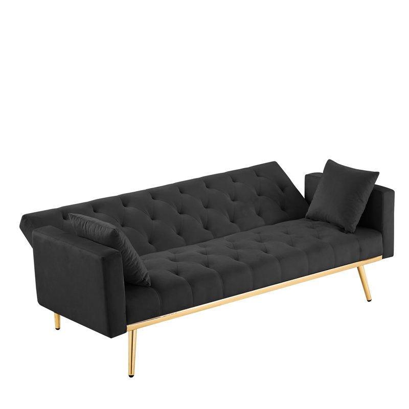 Futon-lit pliable convertible NOIR, canapé-lit pour un espace de vie compact.